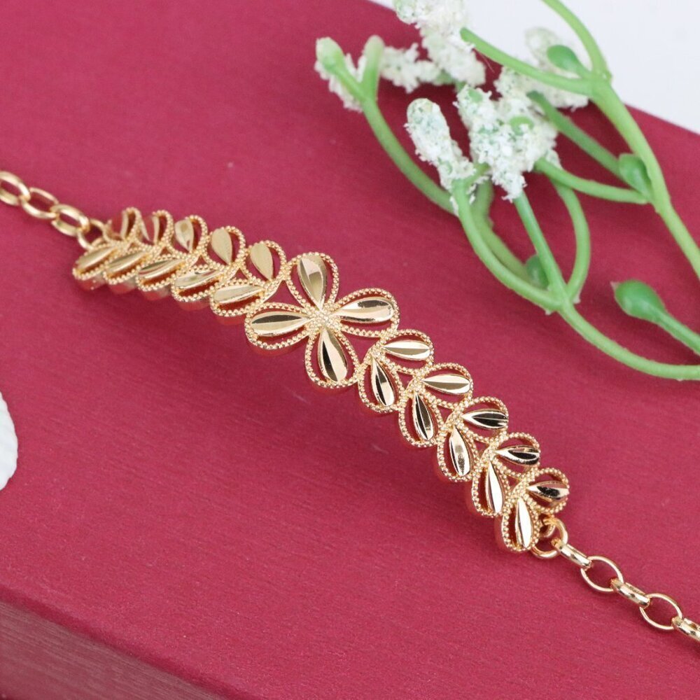 "Elegant Floral Pattern Rose Gold Bracelet for Women, XPBL1096